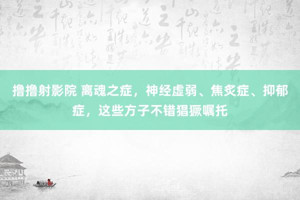 撸撸射影院 离魂之症，神经虚弱、焦炙症、抑郁症，这些方子不错猖獗嘱托