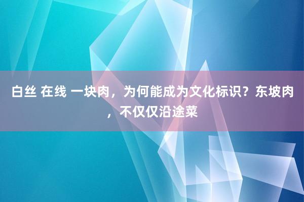 白丝 在线 一块肉，为何能成为文化标识？东坡肉，不仅仅沿途菜